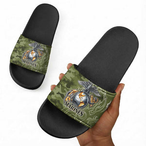 Montford Point Marines Slide Sandals Flame Fire Military Green Camo