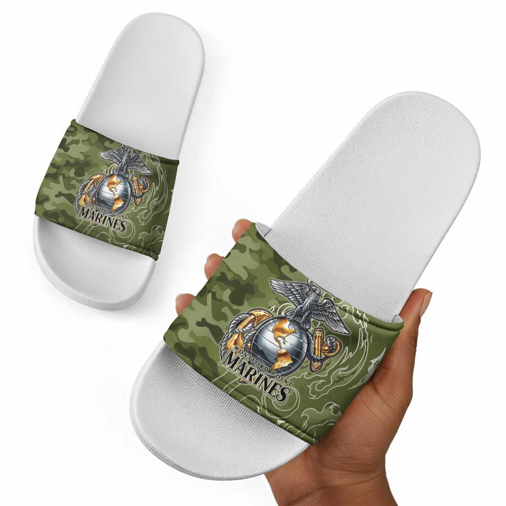 Montford Point Marines Slide Sandals Flame Fire Military Green Camo