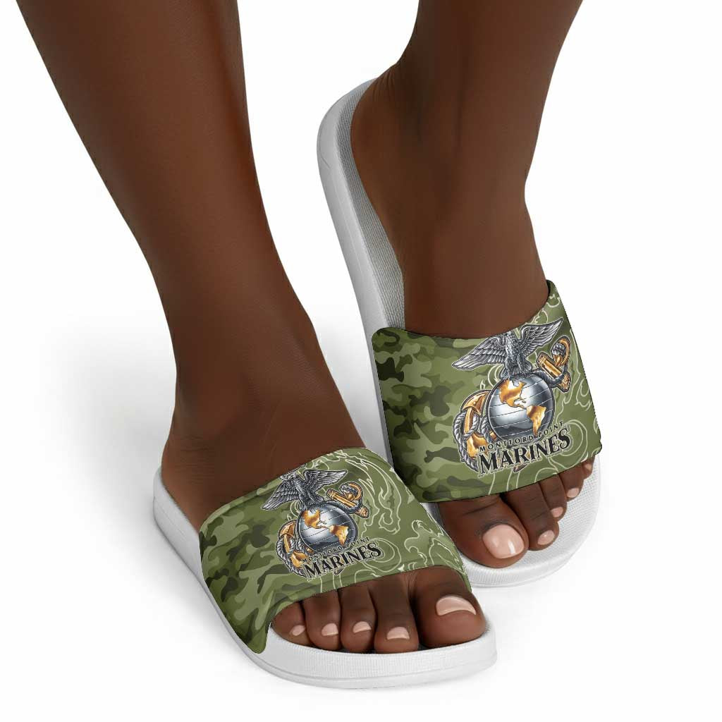 Montford Point Marines Slide Sandals Flame Fire Military Green Camo