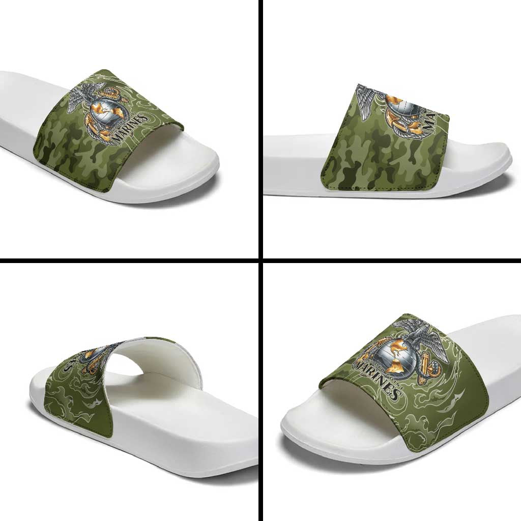 Montford Point Marines Slide Sandals Flame Fire Military Green Camo