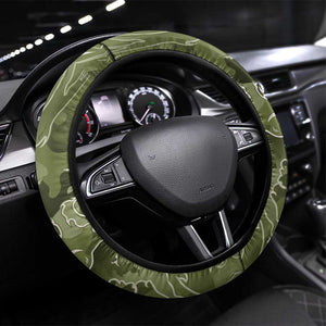 Montford Point Marines Steering Wheel Cover Flame Fire Military Green Camo
