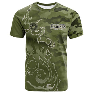 Montford Point Marines T shirt Flame Fire Military Green Camo