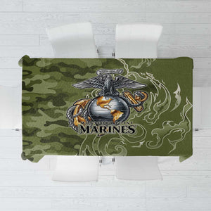 Montford Point Marines Tablecloth Flame Fire Military Green Camo