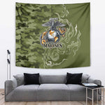 Montford Point Marines Tapestry Flame Fire Military Green Camo