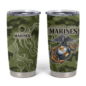 Montford Point Marines Tumbler Cup Flame Fire Military Green Camo