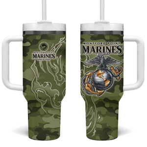 Montford Point Marines Tumbler With Handle Flame Fire Military Green Camo