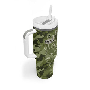 Montford Point Marines Tumbler With Handle Flame Fire Military Green Camo
