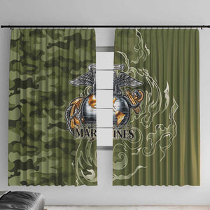 Montford Point Marines Window Curtain Flame Fire Military Green Camo