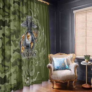 Montford Point Marines Window Curtain Flame Fire Military Green Camo