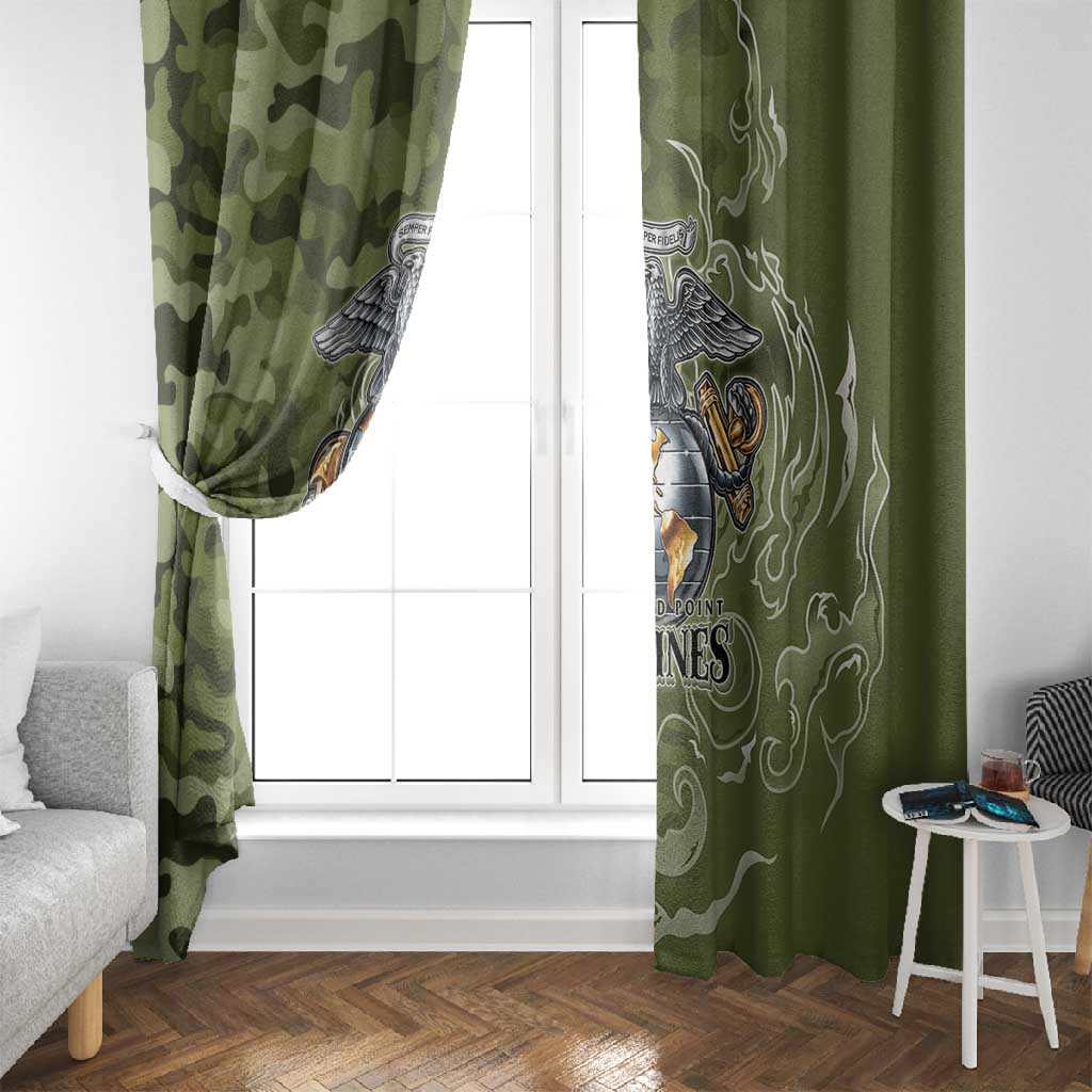 Montford Point Marines Window Curtain Flame Fire Military Green Camo