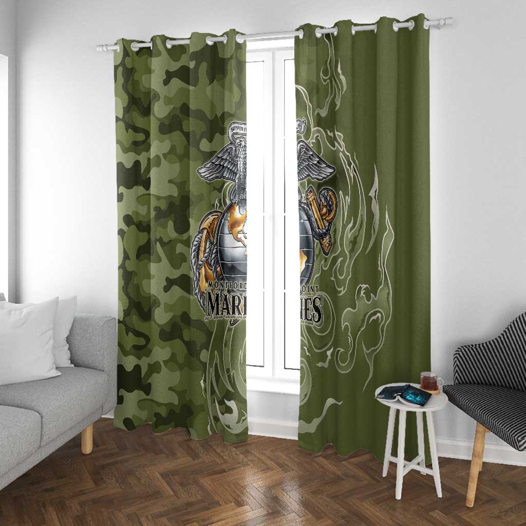 Montford Point Marines Window Curtain Flame Fire Military Green Camo