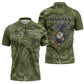 Montford Point Marines Zipper Polo Shirt Flame Fire Military Green Camo