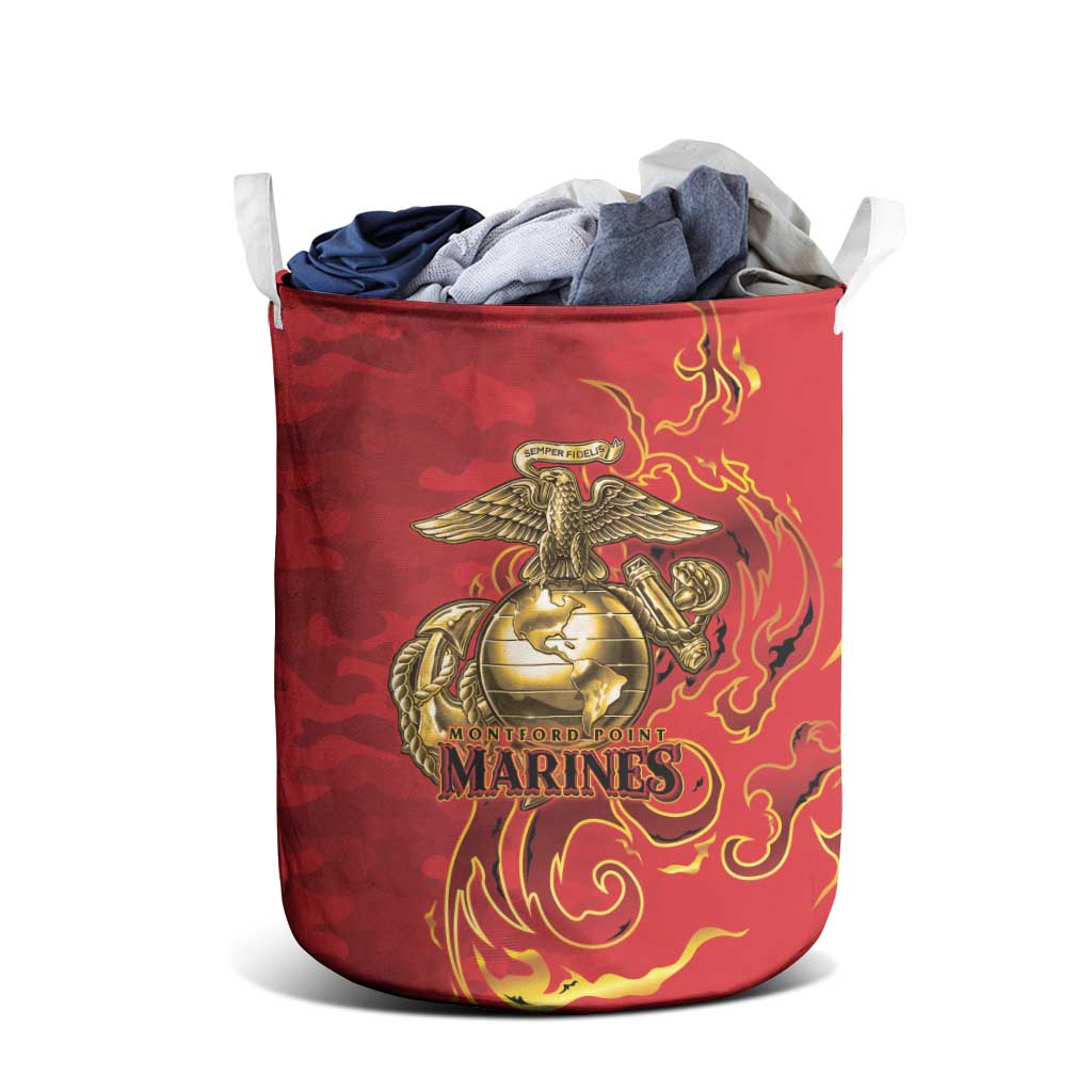 Montford Point Marines Laundry Basket Flame Fire Military Red Camo