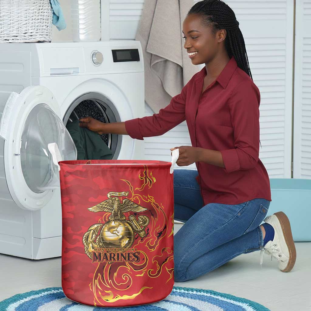 Montford Point Marines Laundry Basket Flame Fire Military Red Camo
