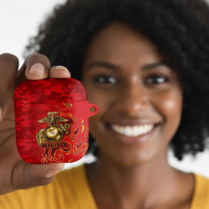 Montford Point Marines AirPods Case Flame Fire Military Red Camo
