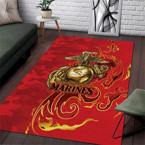 Montford Point Marines Area Rug Flame Fire Military Red Camo