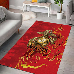Montford Point Marines Area Rug Flame Fire Military Red Camo