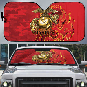 Montford Point Marines Auto Sun Shade Flame Fire Military Red Camo