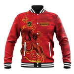 Montford Point Marines Baseball Jacket Flame Fire Military Red Camo