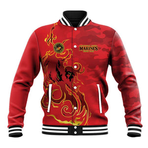 Montford Point Marines Baseball Jacket Flame Fire Military Red Camo
