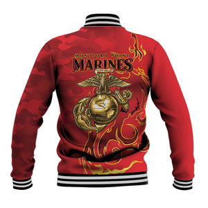 Montford Point Marines Baseball Jacket Flame Fire Military Red Camo