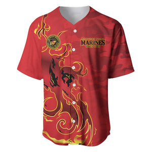 Montford Point Marines Baseball Jersey Flame Fire Military Red Camo
