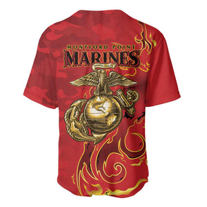 Montford Point Marines Baseball Jersey Flame Fire Military Red Camo
