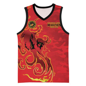 Montford Point Marines Basketball Jersey Flame Fire Military Red Camo