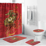 Montford Point Marines Bathroom Set Flame Fire Military Red Camo