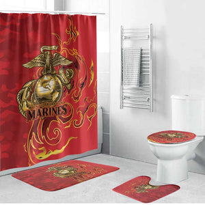 Montford Point Marines Bathroom Set Flame Fire Military Red Camo
