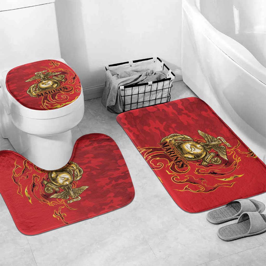 Montford Point Marines Bathroom Set Flame Fire Military Red Camo