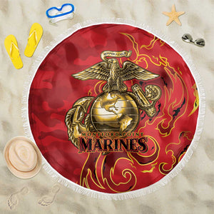 Montford Point Marines Beach Blanket Flame Fire Military Red Camo