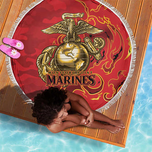 Montford Point Marines Beach Blanket Flame Fire Military Red Camo