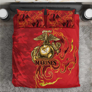 Montford Point Marines Bedding Set Flame Fire Military Red Camo