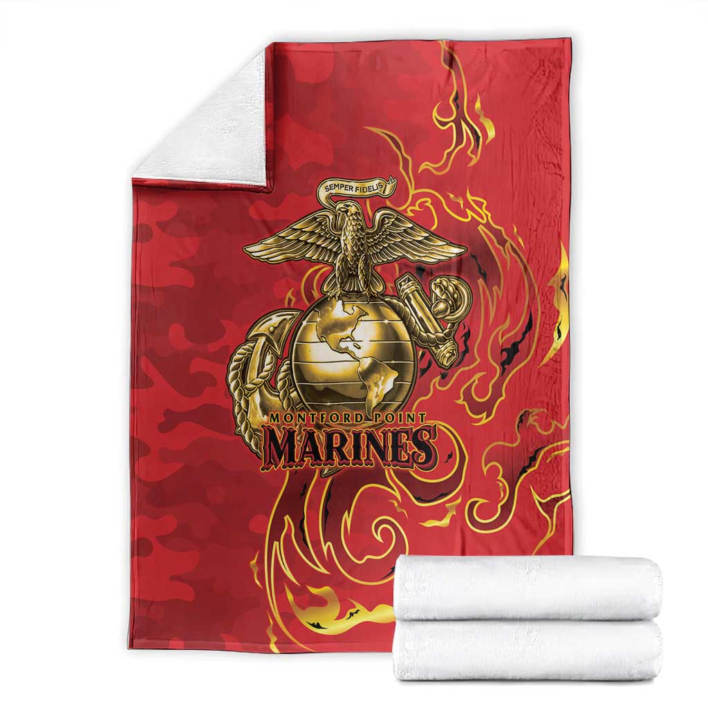Montford Point Marines Blanket Flame Fire Military Red Camo
