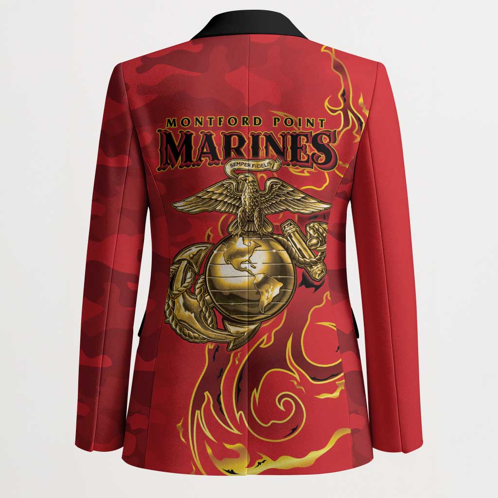 Montford Point Marines Blazer Flame Fire Military Red Camo