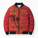 Montford Point Marines Bomber Puffer Jacket Flame Fire Military Red Camo