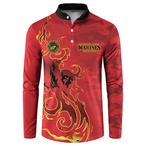 Montford Point Marines Button Sweatshirt Flame Fire Military Red Camo