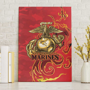 Montford Point Marines Canvas Wall Art Flame Fire Military Red Camo