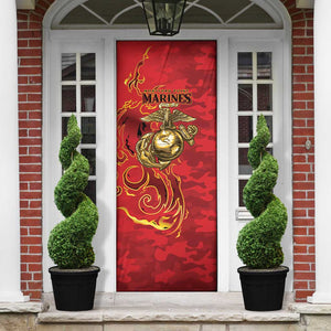 Montford Point Marines Door Cover Flame Fire Military Red Camo