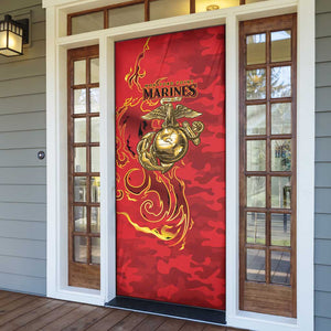Montford Point Marines Door Cover Flame Fire Military Red Camo