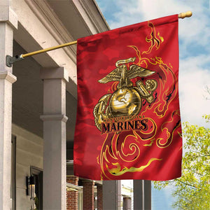 Montford Point Marines Garden Flag Flame Fire Military Red Camo