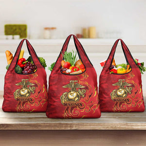 Montford Point Marines Grocery Bag Flame Fire Military Red Camo