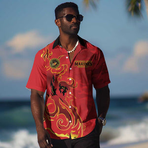 Montford Point Marines Hawaiian Shirt Flame Fire Military Red Camo