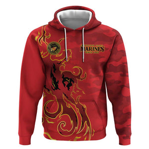 Montford Point Marines Hoodie Flame Fire Military Red Camo