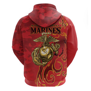 Montford Point Marines Hoodie Flame Fire Military Red Camo
