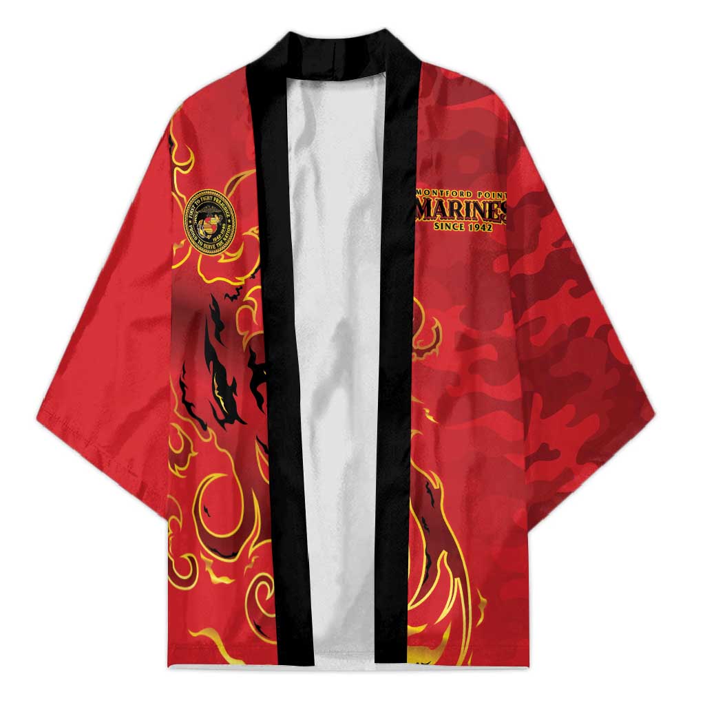 Montford Point Marines Kimono Flame Fire Military Red Camo