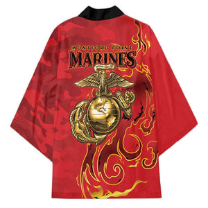 Montford Point Marines Kimono Flame Fire Military Red Camo