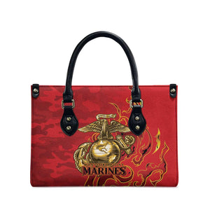 Montford Point Marines Leather Bag Flame Fire Military Red Camo