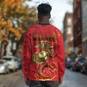 Montford Point Marines Long Sleeve Shirt Flame Fire Military Red Camo